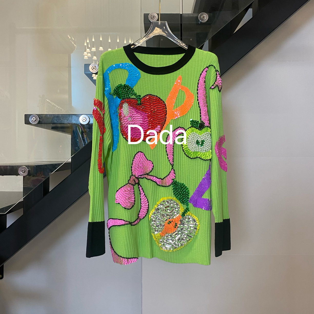 Dada长袖宽松撞色女毛针织衫百搭C15713