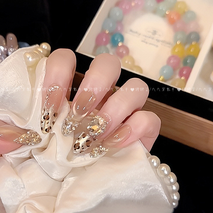 金秋金钱豹  穿戴美甲纯手工猫眼美甲A