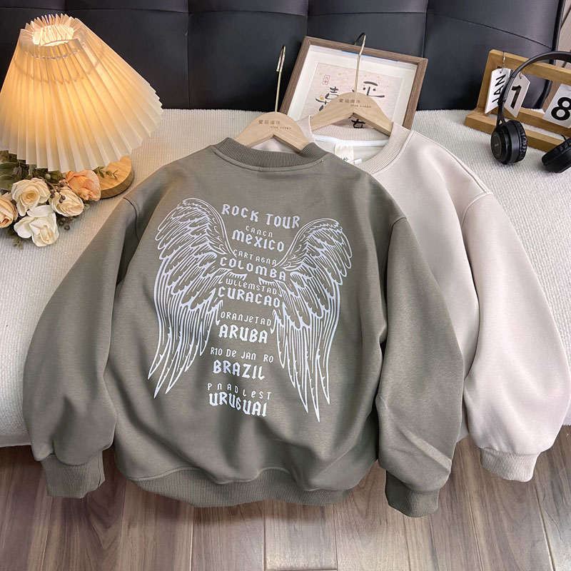 佑妈家童装 儿童春秋季新款上衣 男女童圆领针织长袖卫衣