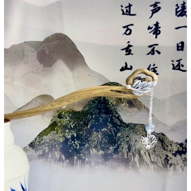 15公分-绿-如意狐狸-发簪