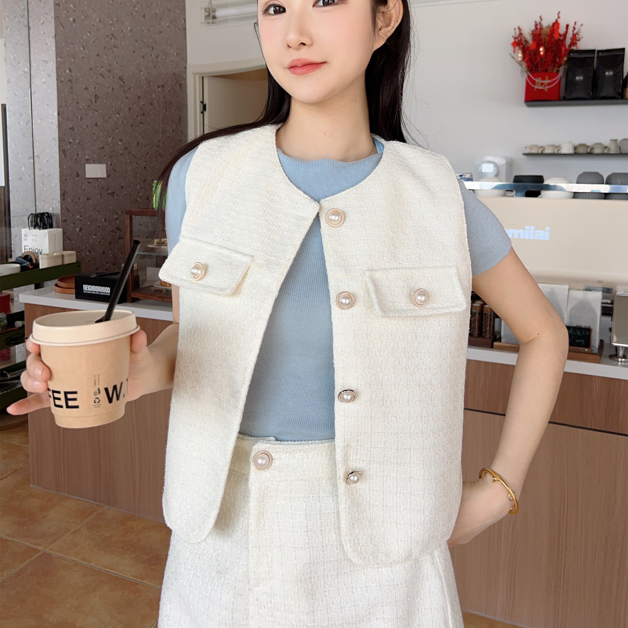 小香风马夹短裙套装女2025新款夏季气质休闲马甲上衣半身裙两件套