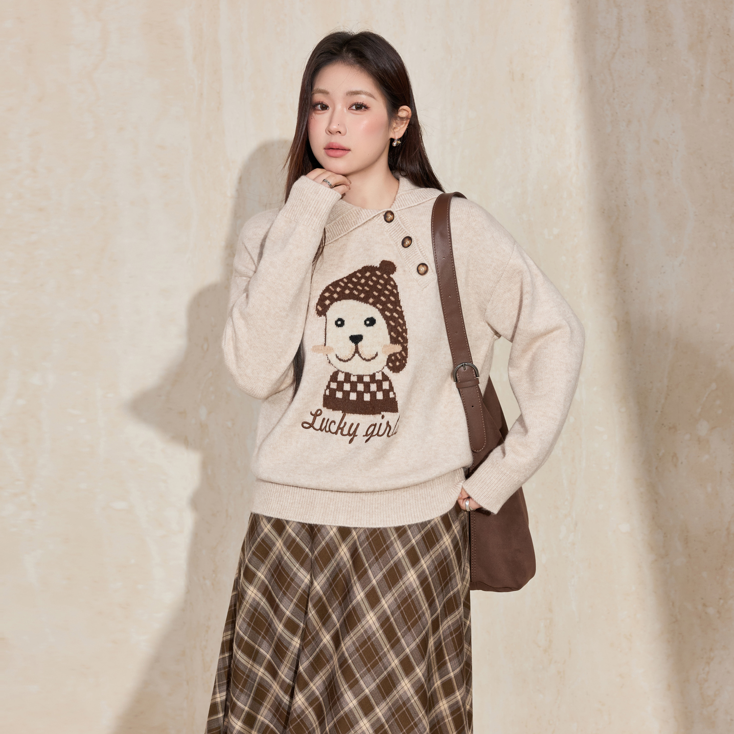 蓝语大码女装针织衫保暖时尚提花套头2025新款毛衣长袖减龄百搭款