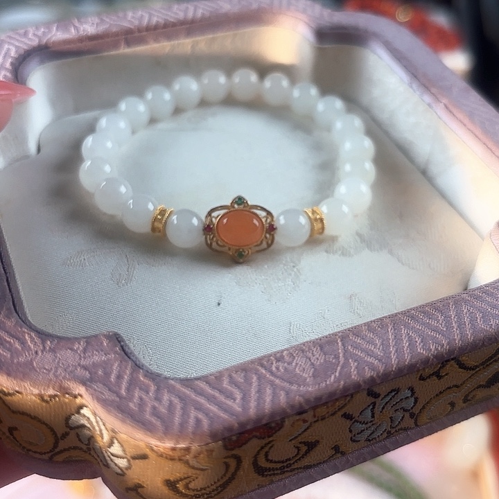 银S925镶嵌手串和田玉