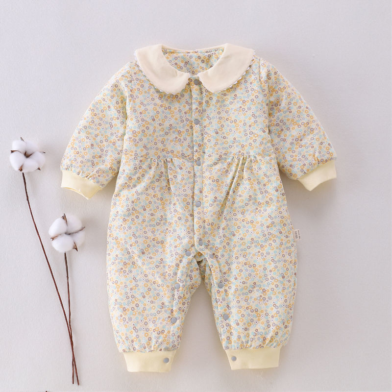 新生婴儿120克薄棉保暖初春天连体衣服0123456789个月女宝宝ins风