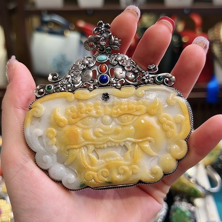 翡翠吊坠(不含链)银S925镶嵌特价吊坠