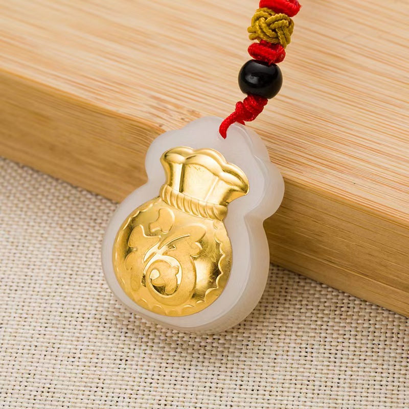 铜合金亚克力吊坠 金镶玉福袋吊坠   ZM