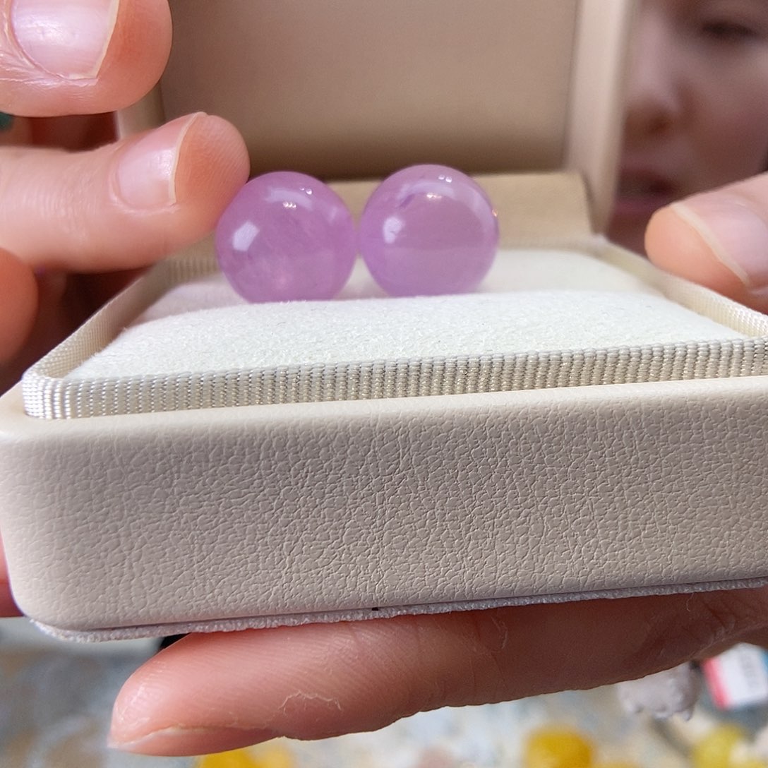 锂辉石耳饰18K金镶嵌琳**O