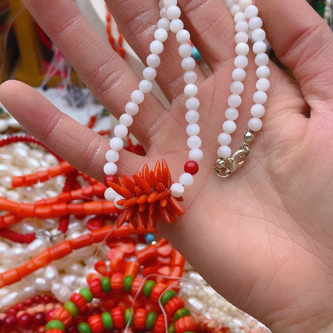 玛瑙/玉髓珠宝半成品未镶嵌三姑娘1条项链