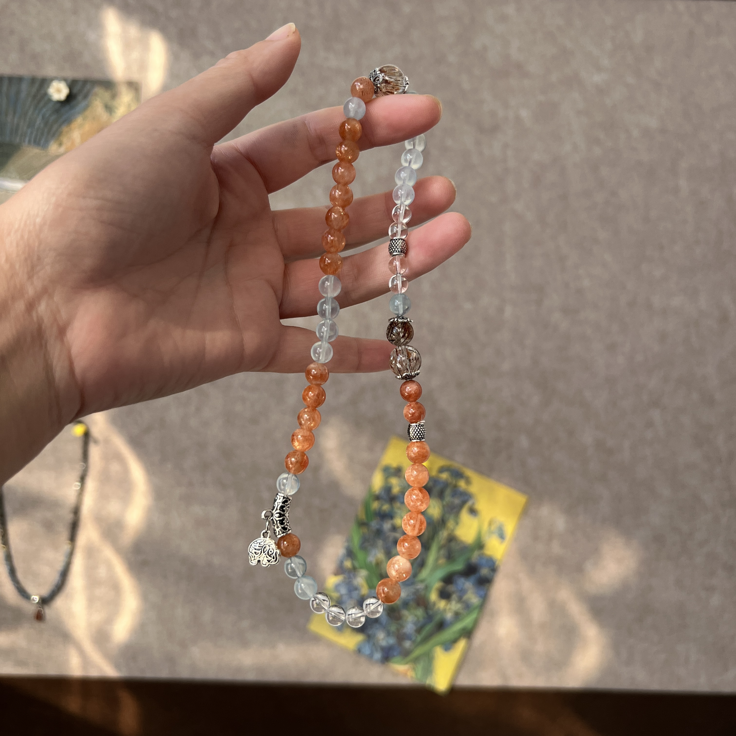 925银银制品 【敦煌】海蓝金太阳民族风高端大气复古双圈手串 021