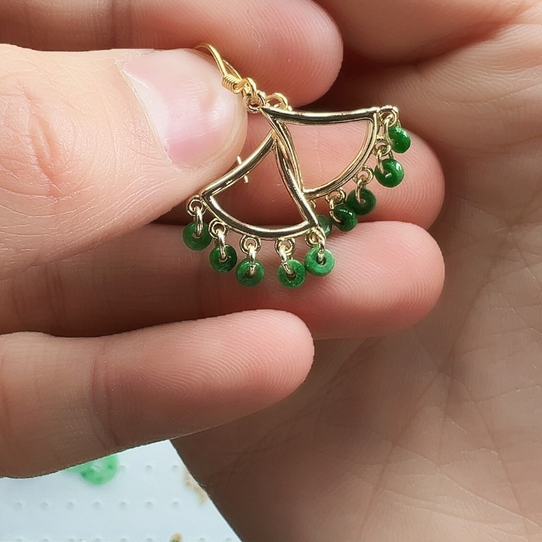 翡翠耳饰银S925镶嵌耳饰