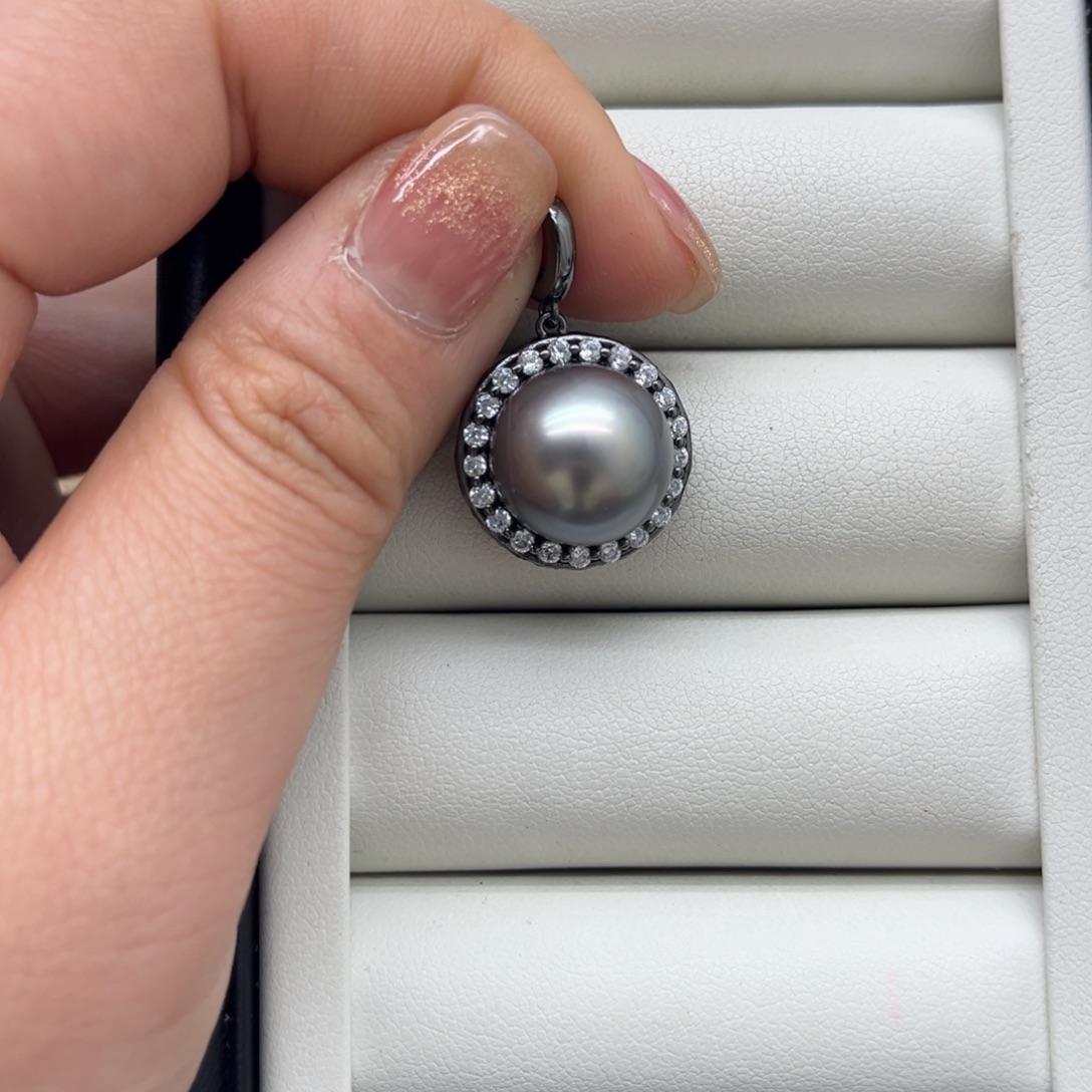 吊坠(不含链)银S925镶嵌海水珍珠