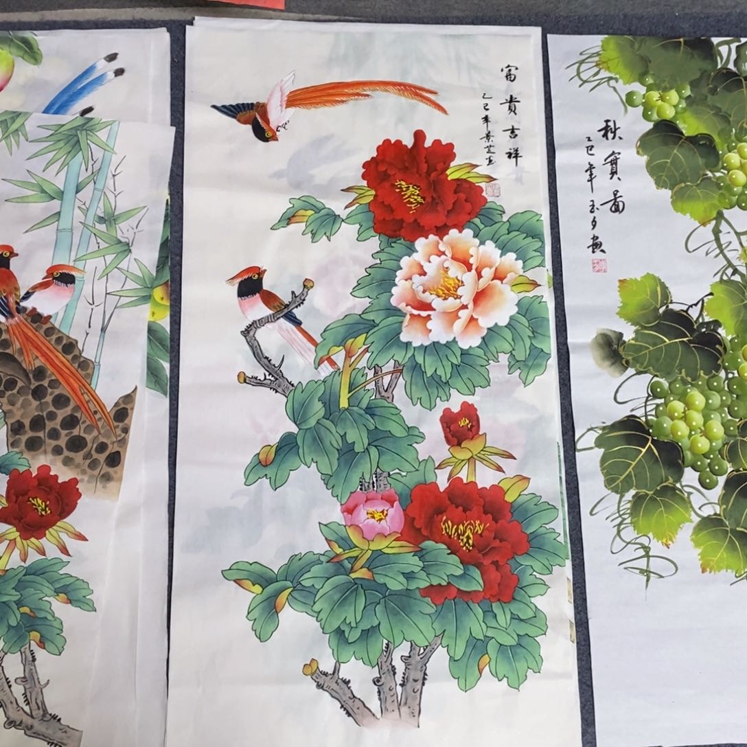 国画尺寸100✖️50三尺工笔手绘画