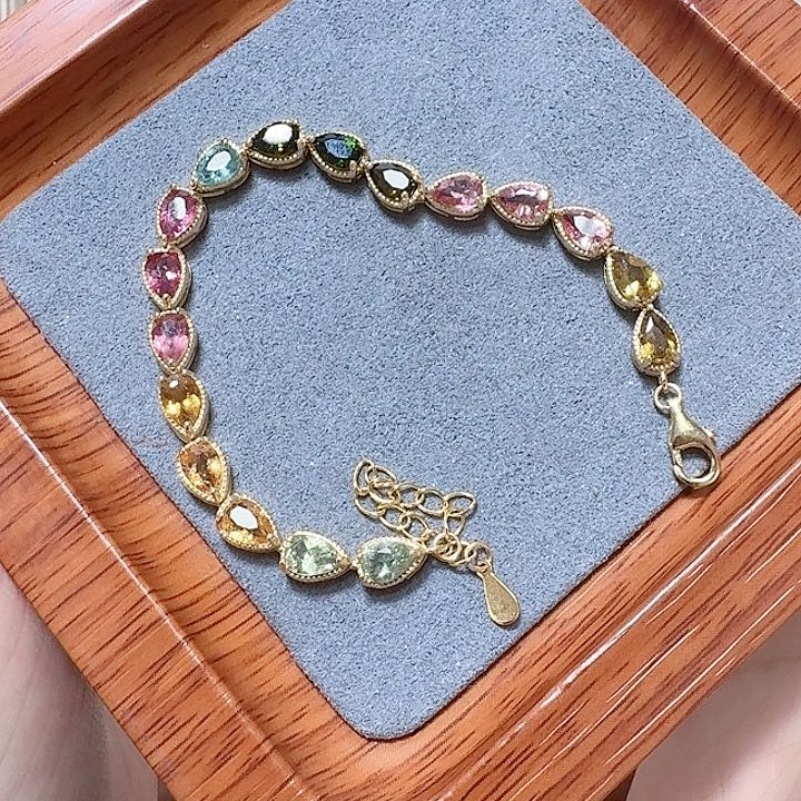 碧玺手链银S925镶嵌手链