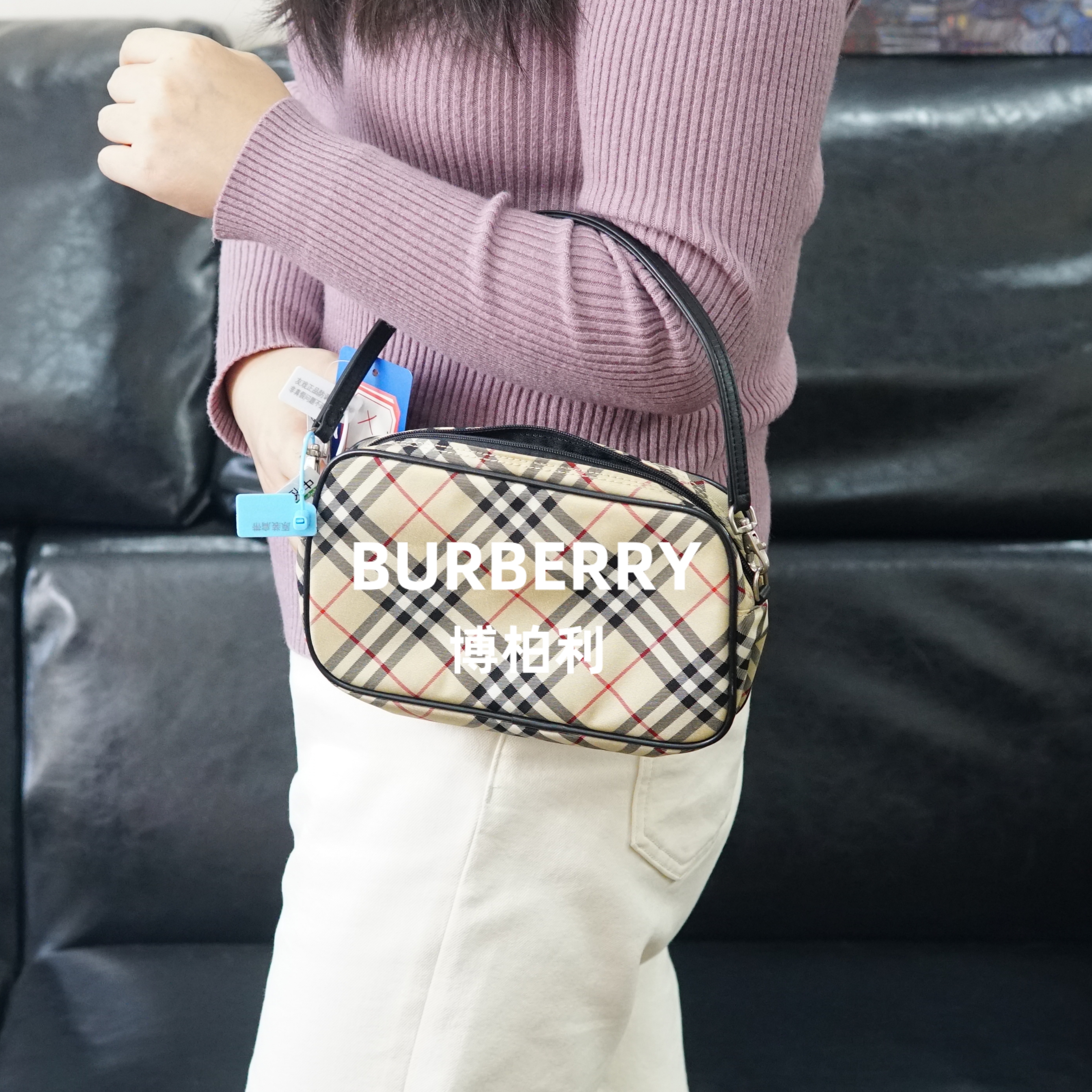 95新 BURBERRY/博柏利 格纹单肩包/JJ01807551/7551