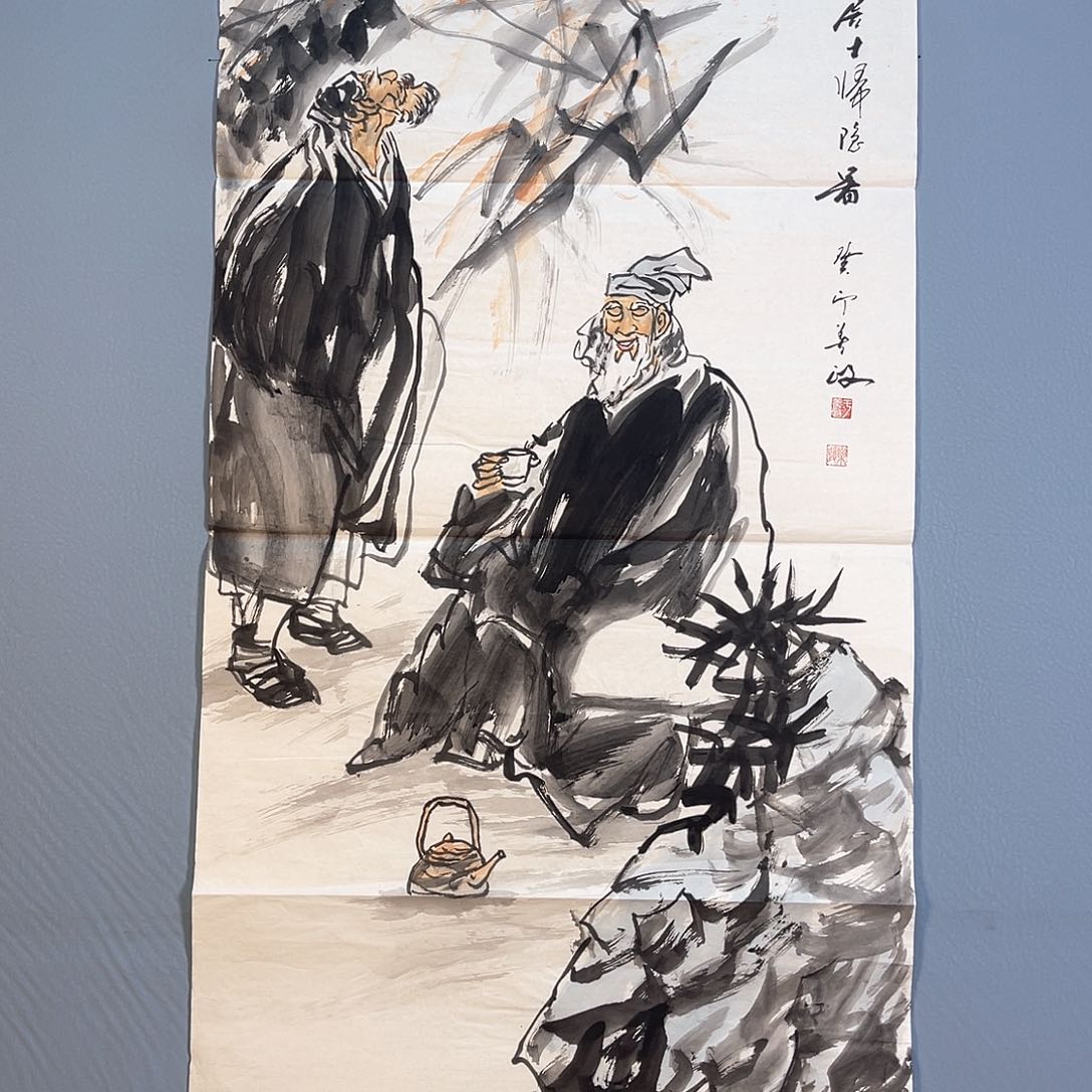 国画045 花红艳绿的花朵点缀