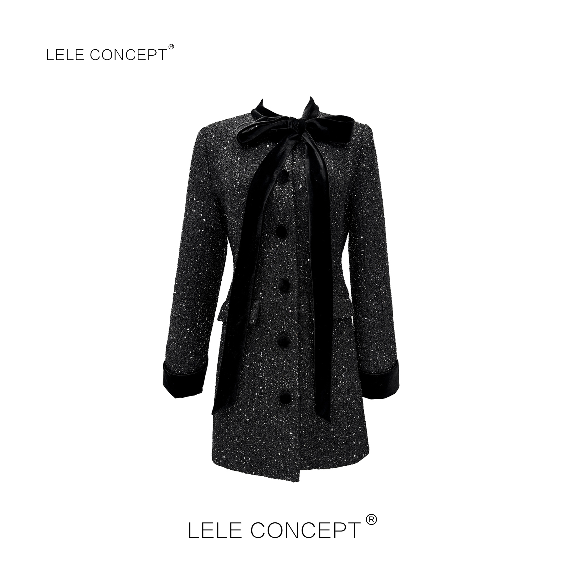 LELE CONCEPT丨新款时髦洋气名媛风飘带闪金外套Y0538
