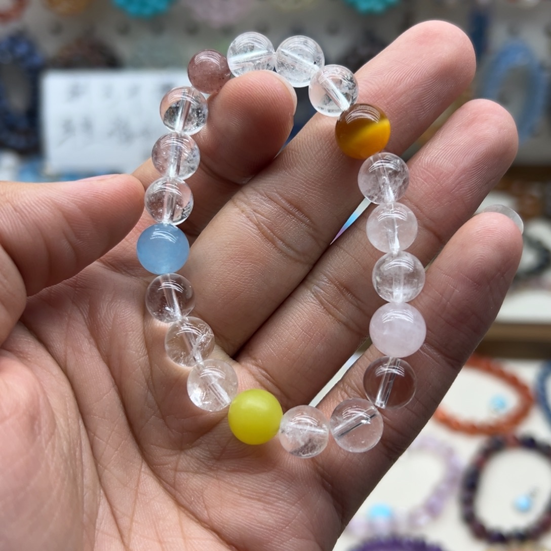 水晶未镶嵌手链6色多宝