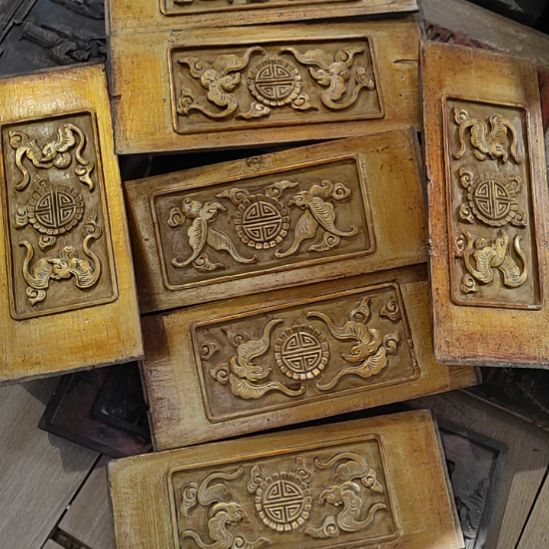 南***店香榧木老木雕老花板一套七片