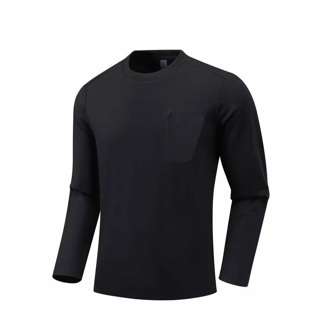 【50号链接-冈仁波齐长袖】新品吸湿拉链训练休闲打底男士商用T恤