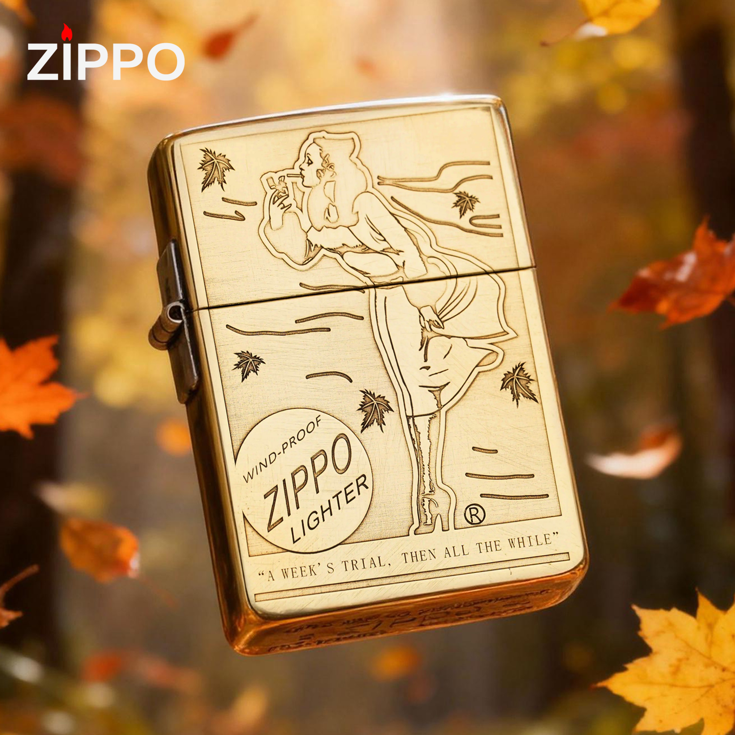 ZIPPO/之宝1935黄铜【风女】送男友生日打火机高颜值高级-1935