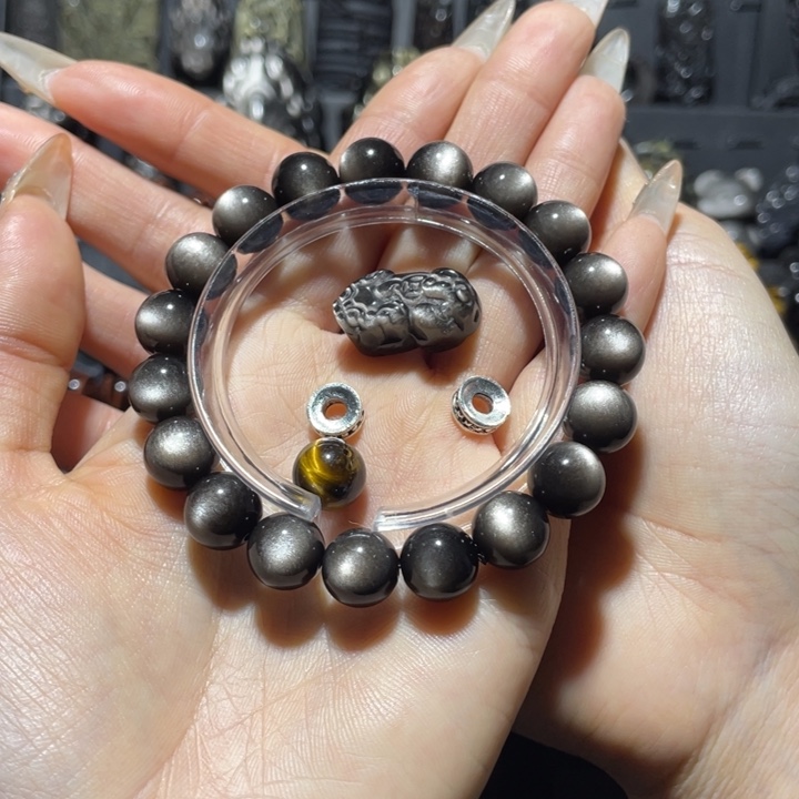 香***黑曜岩未镶嵌手串