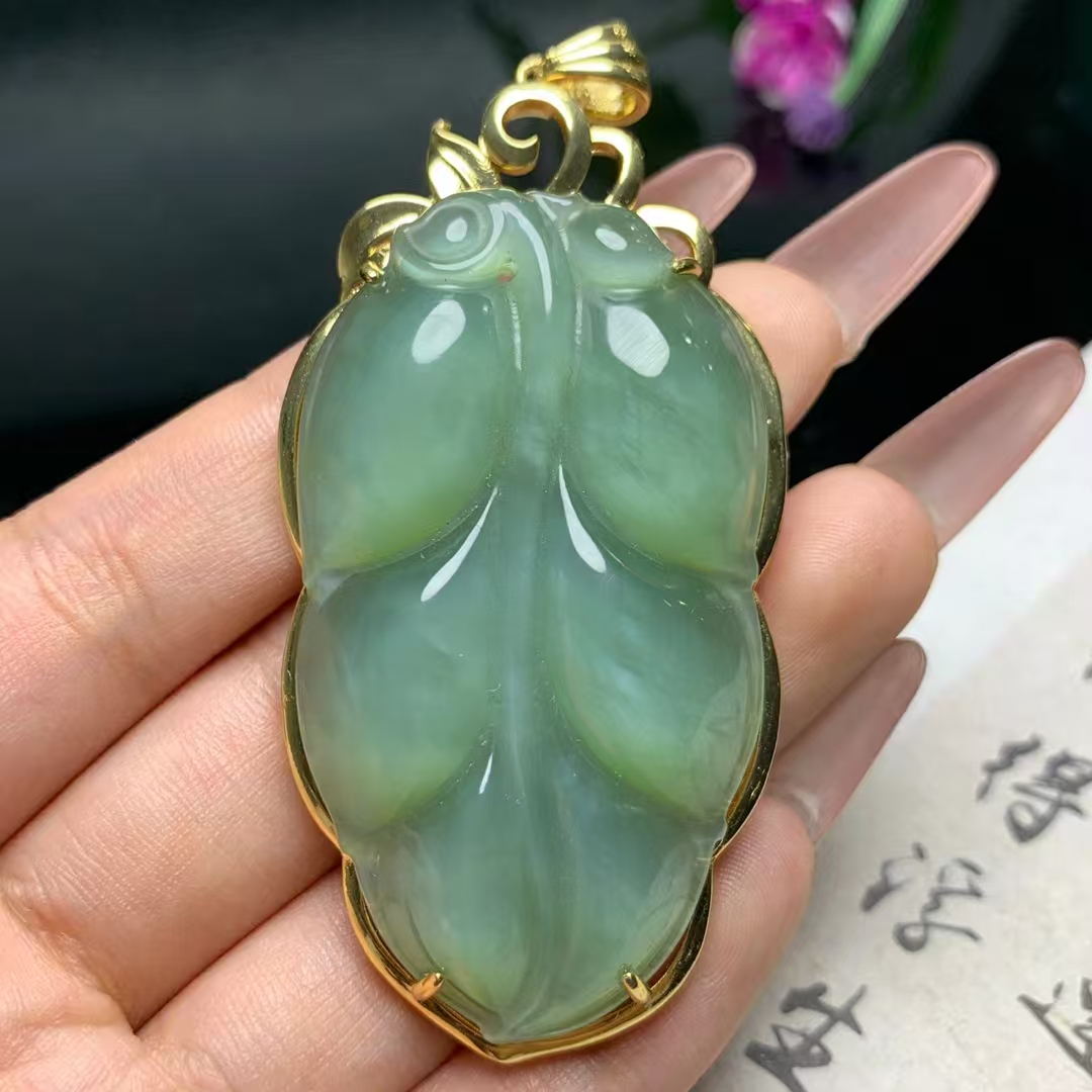 和田玉碧玉猫眼【金枝玉叶】挂件气质时尚