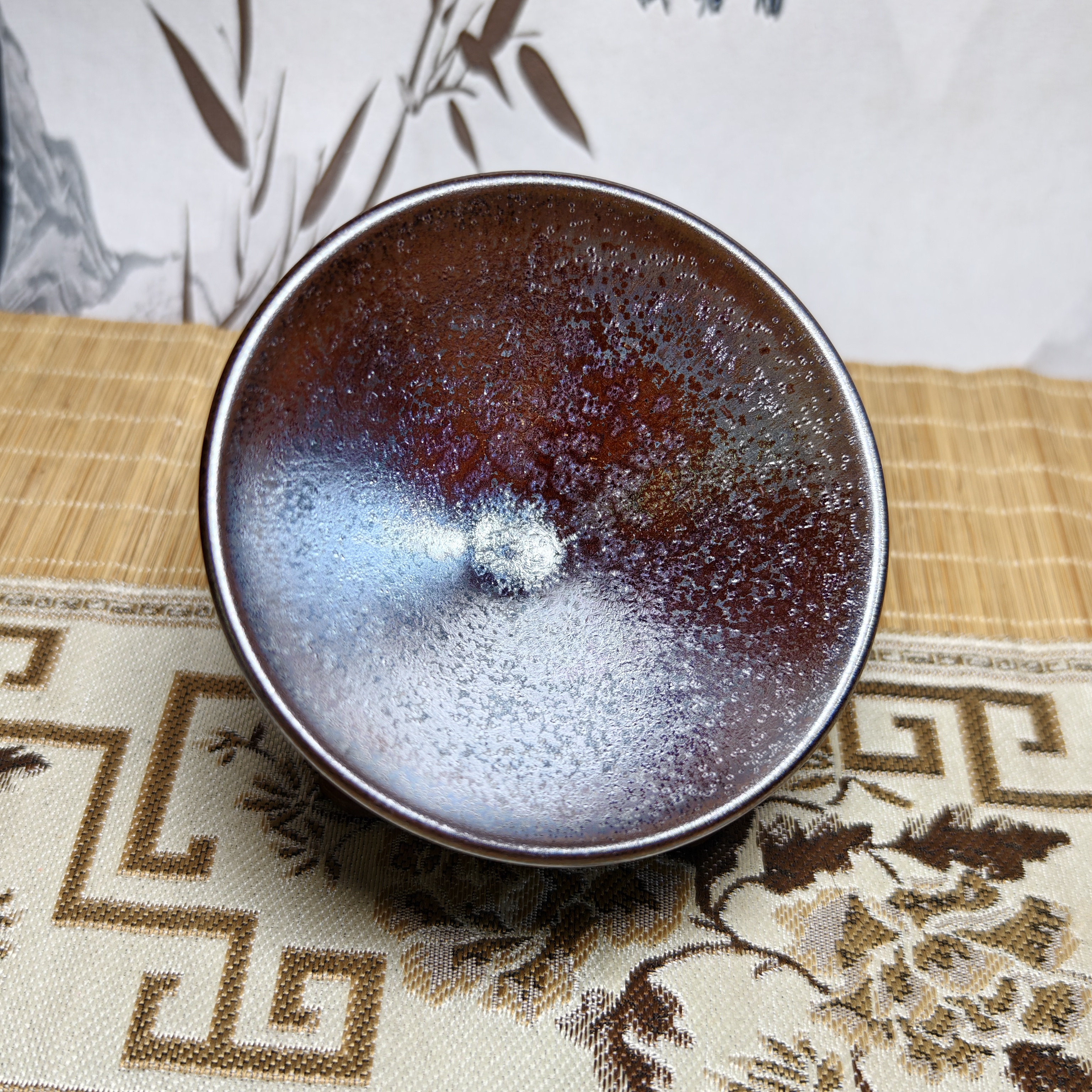 铁锈银霜撇口建盏主人杯收藏送礼茶杯茶盏斗笠杯陶瓷复古