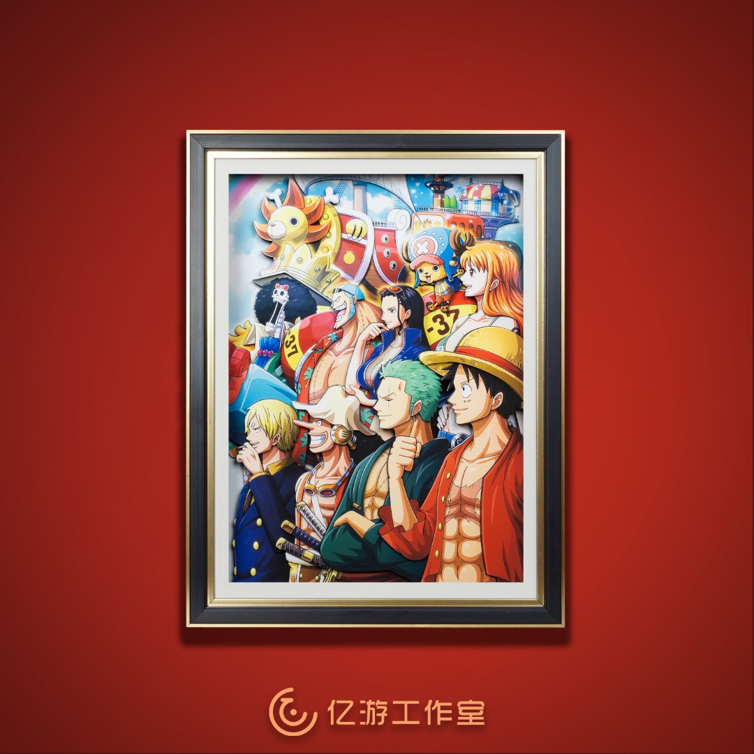 海贼王九人团全家福3D立体装饰画工艺画玄关卧室客厅挂画壁画摆件