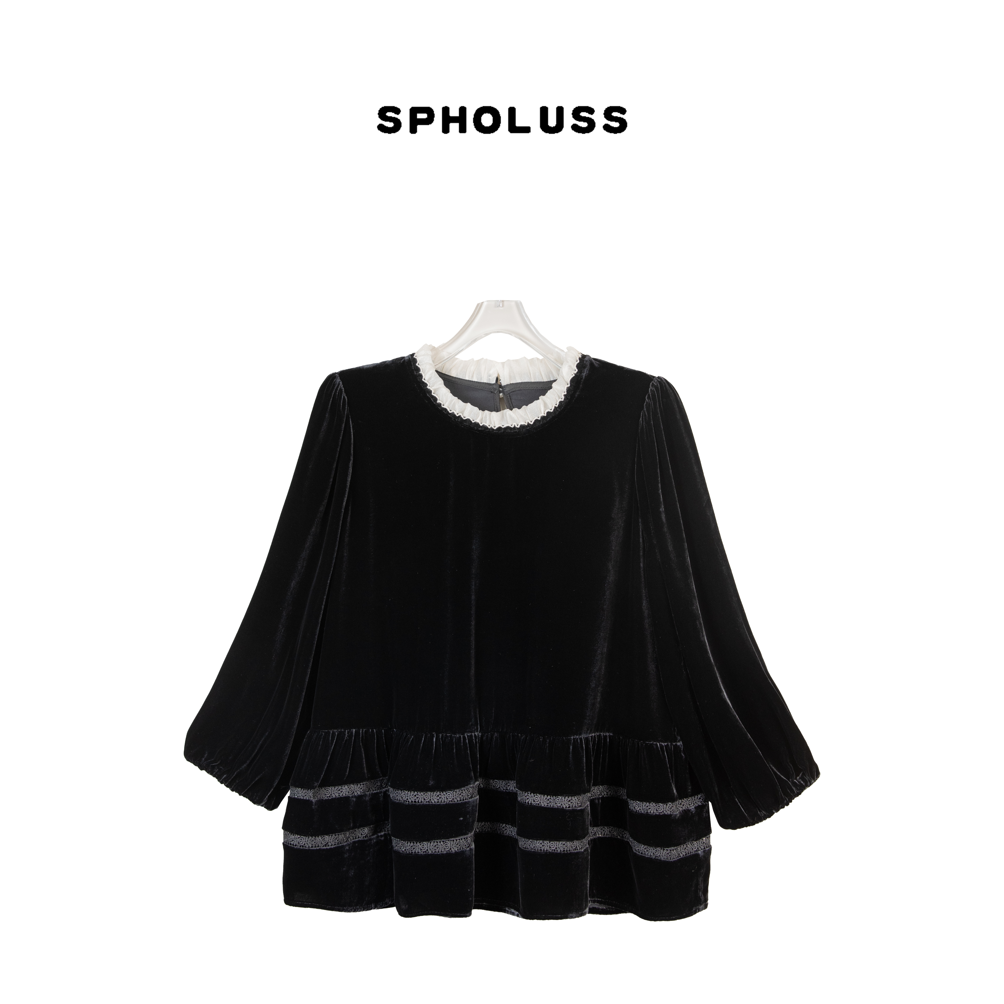 【丝芙玉禄】【K473】重磅100%真丝丝绒重工下摆拼接真丝丝绒上衣