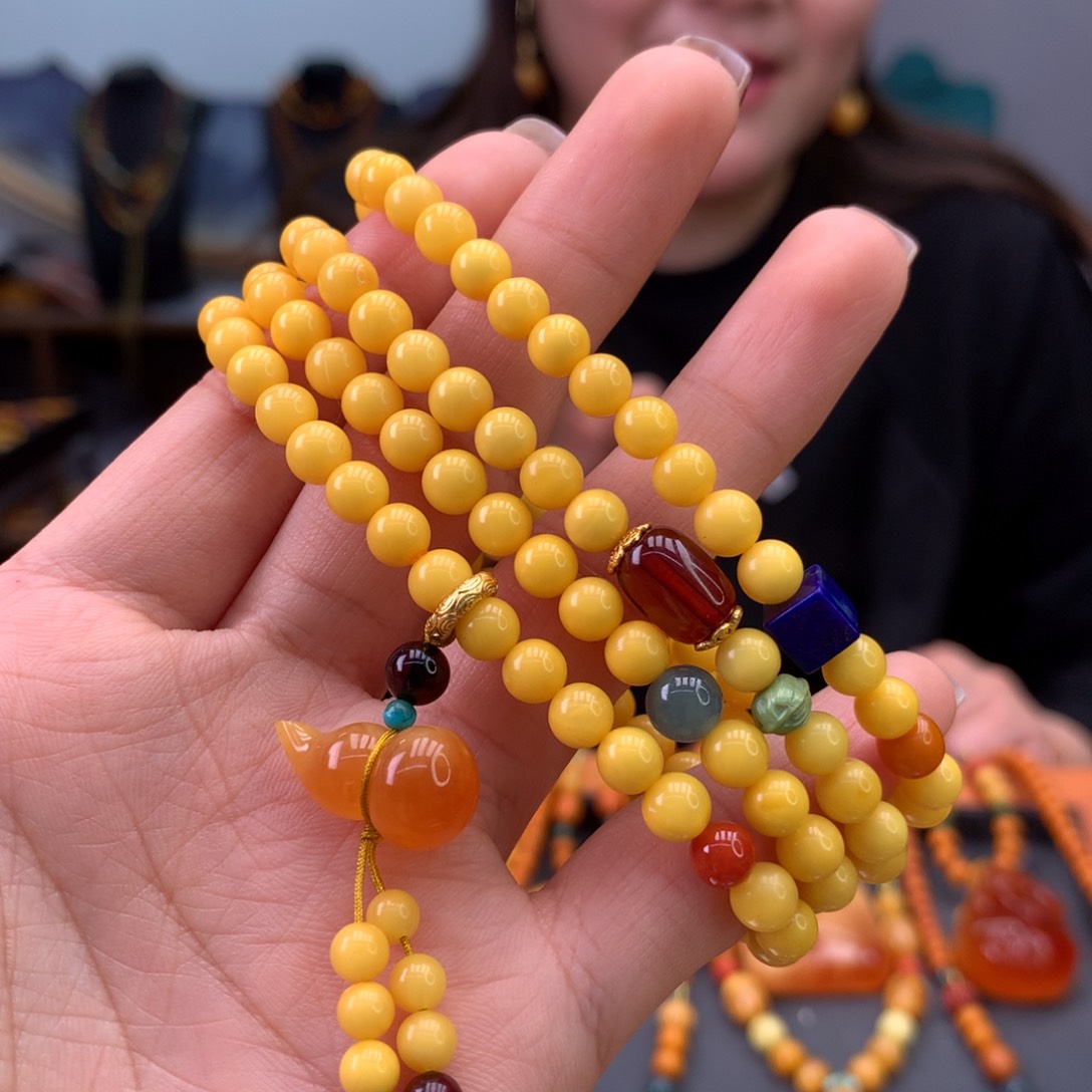 蜜蜡手串未镶嵌天然