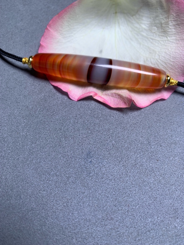 天然缠丝玛瑙好事成双冰透双红线桶珠