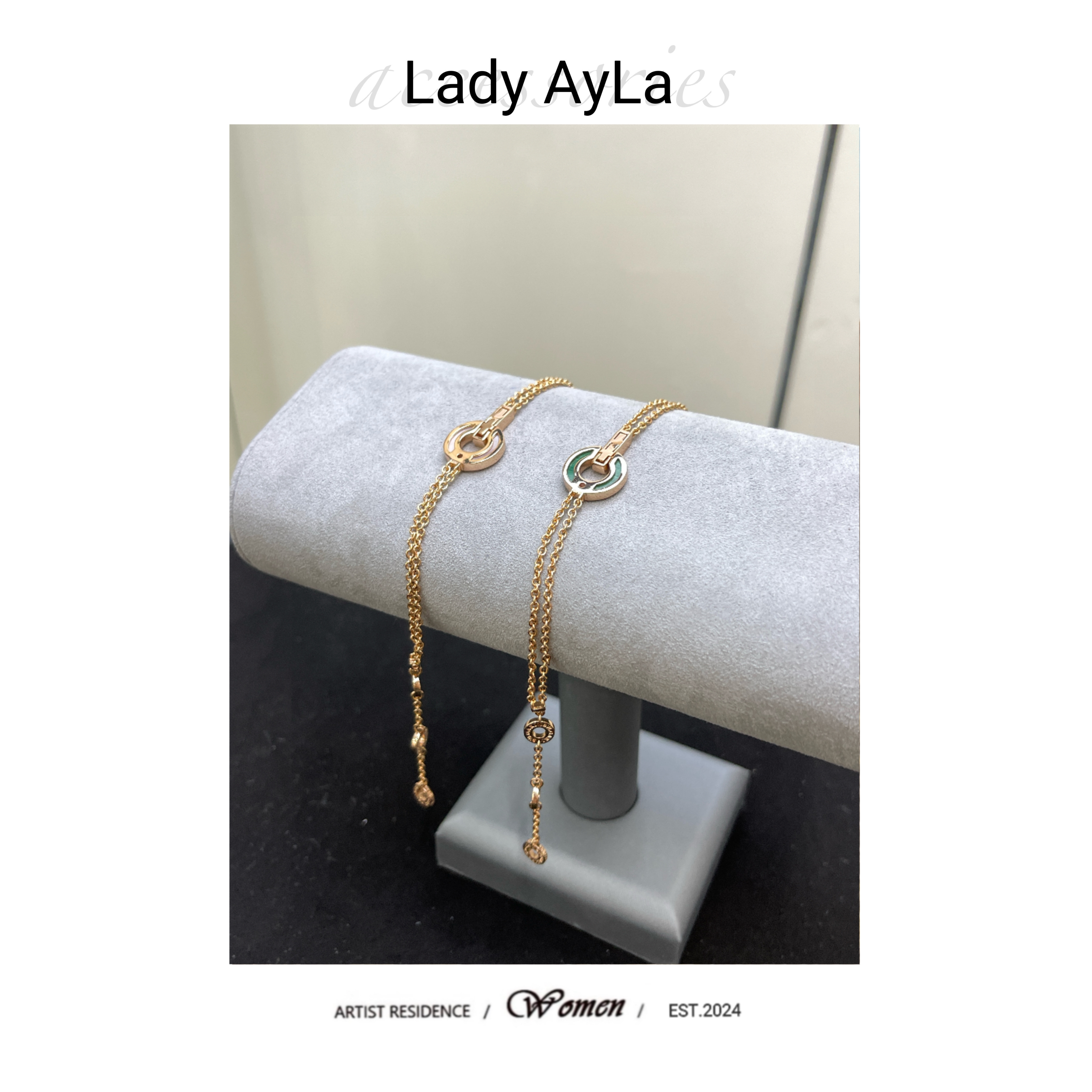 坠链均925银合成锆石 字母B气质项链手链AL572/AL115