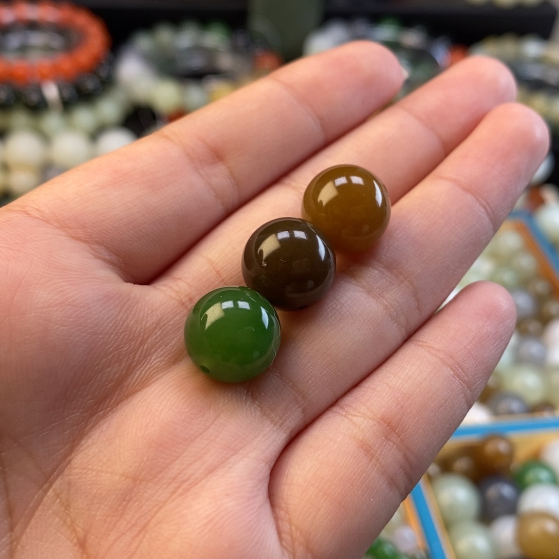 和田玉手串未镶嵌浅**光福利碧玉糖单珠z 12