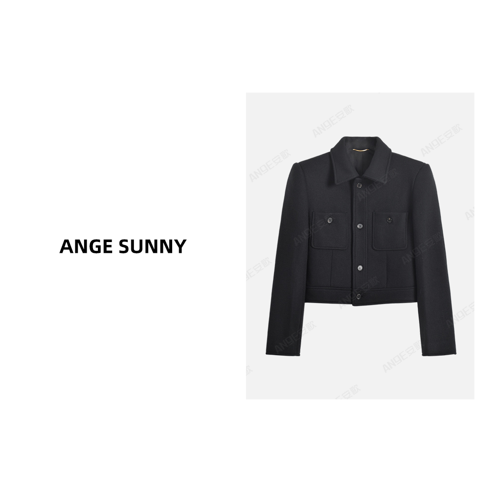 曲阳 ANGE SUNNY【任敏同款 罗兰羊毛夹克】针织羊毛法兰绒猎装外套