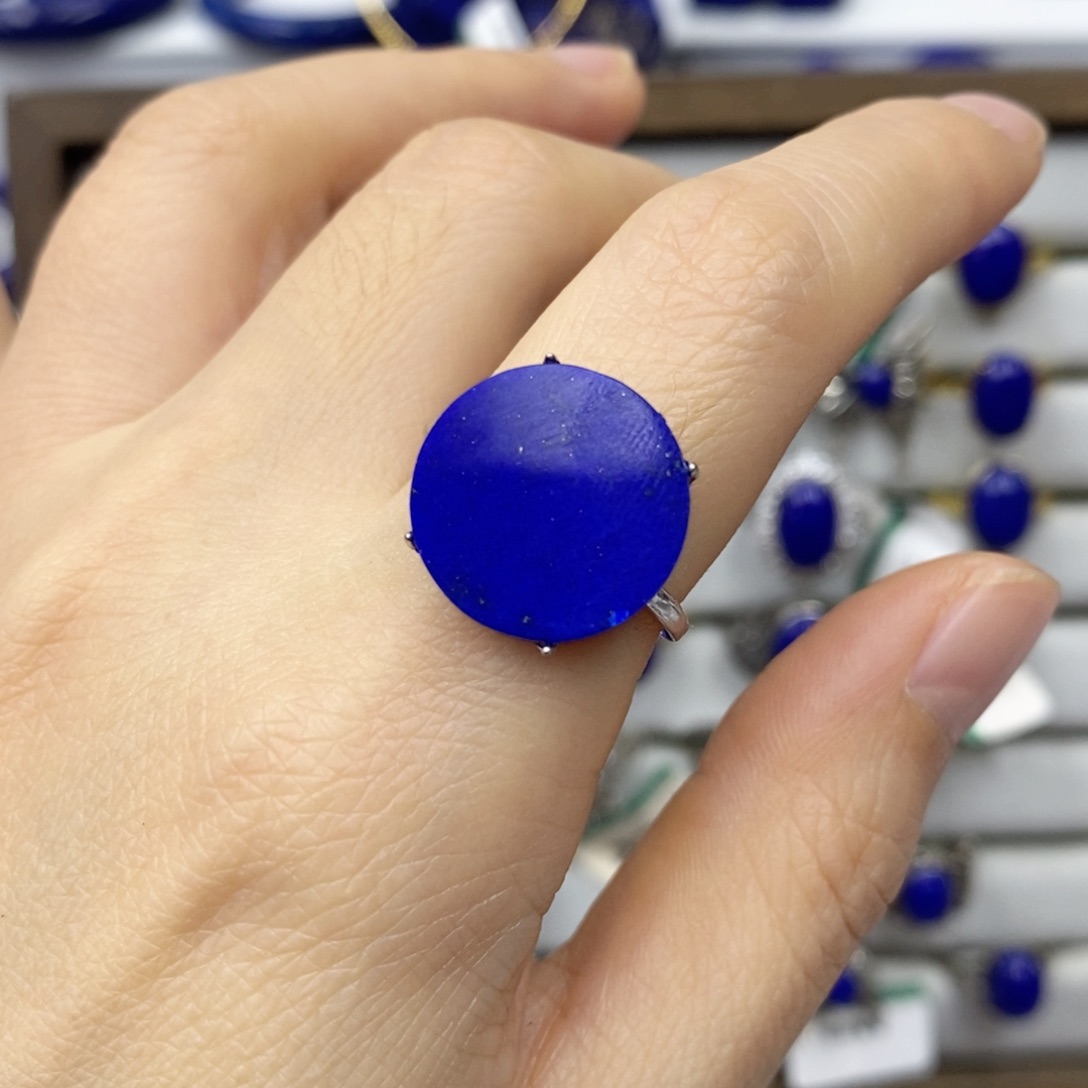 青金石戒指银S925镶嵌