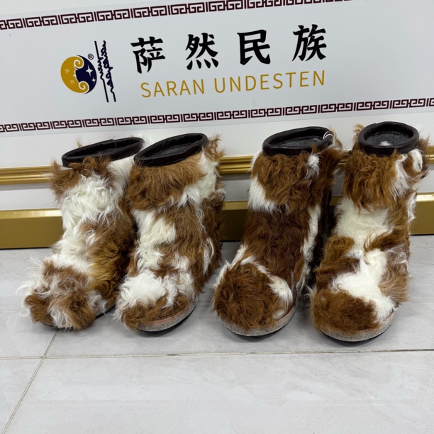 208-38女士冬季棕白羊羔毛靴子
