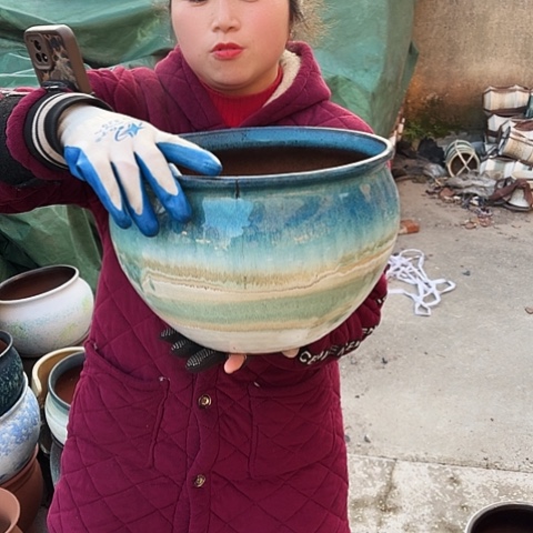 口30高21瑕疵口裂盆子 