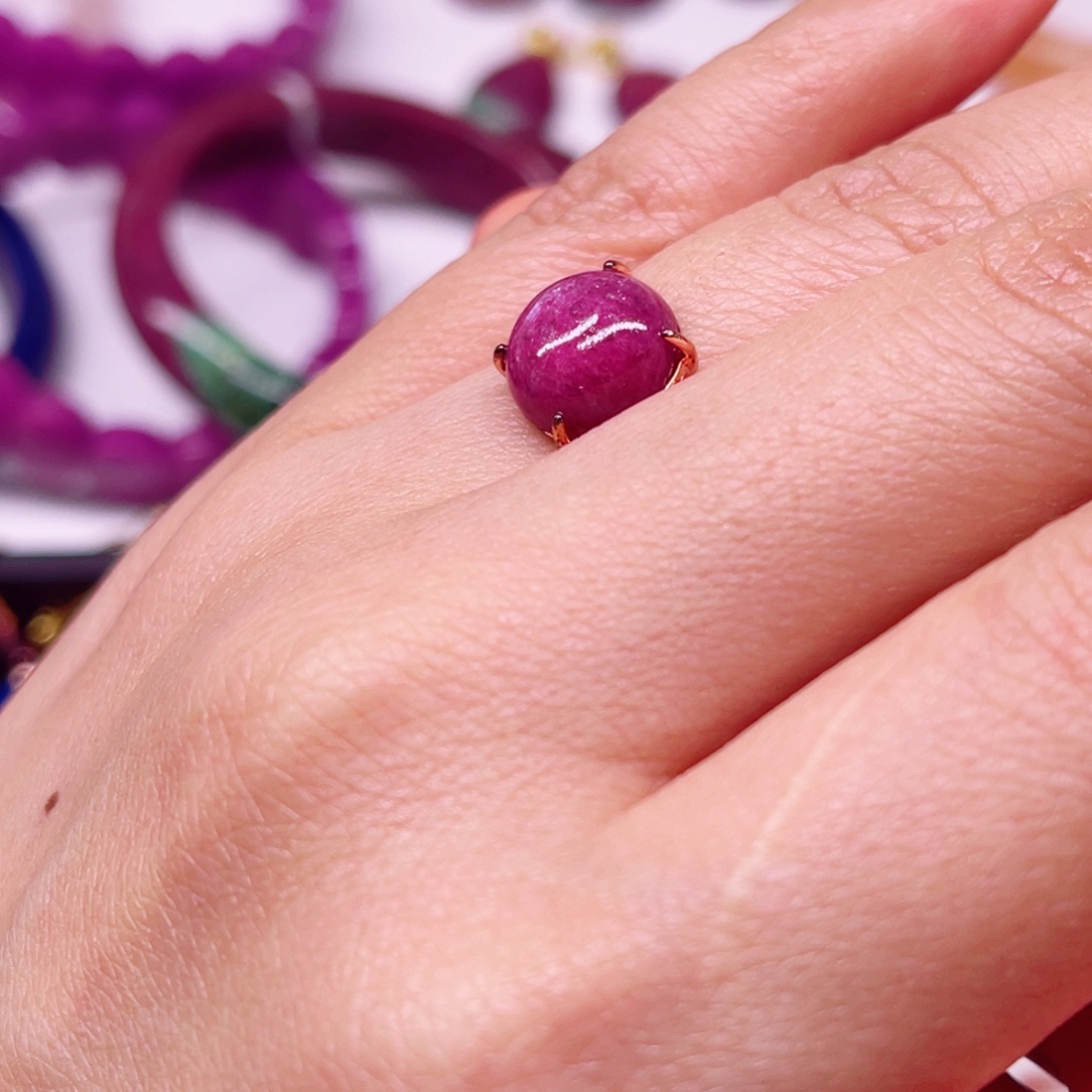 红宝石戒指银S925镶嵌