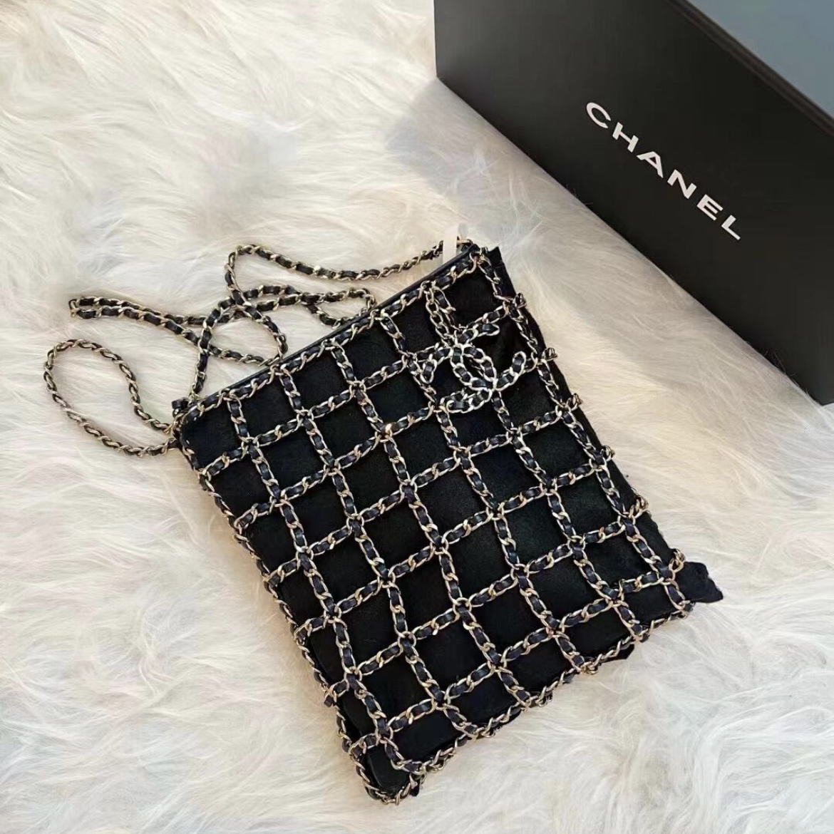 95新 Chanel/香奈儿 多多奢品/香奈儿镂空滚边购物袋/98新