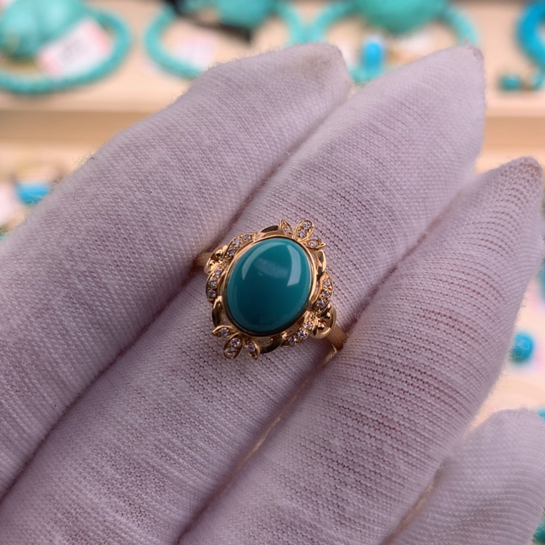 绿松石珠宝奇石18K金镶嵌