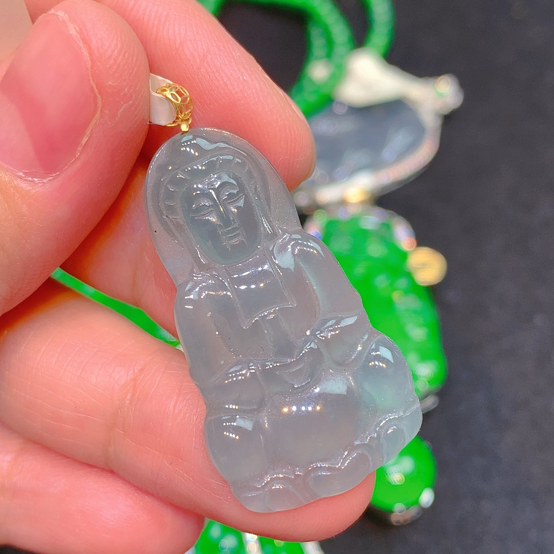 吊坠(不含链)18K金镶嵌翡翠翡翠