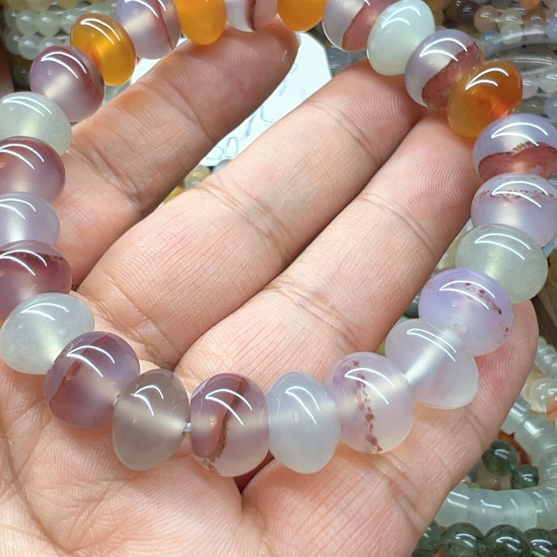 钞***票玛瑙/玉髓未镶嵌手链