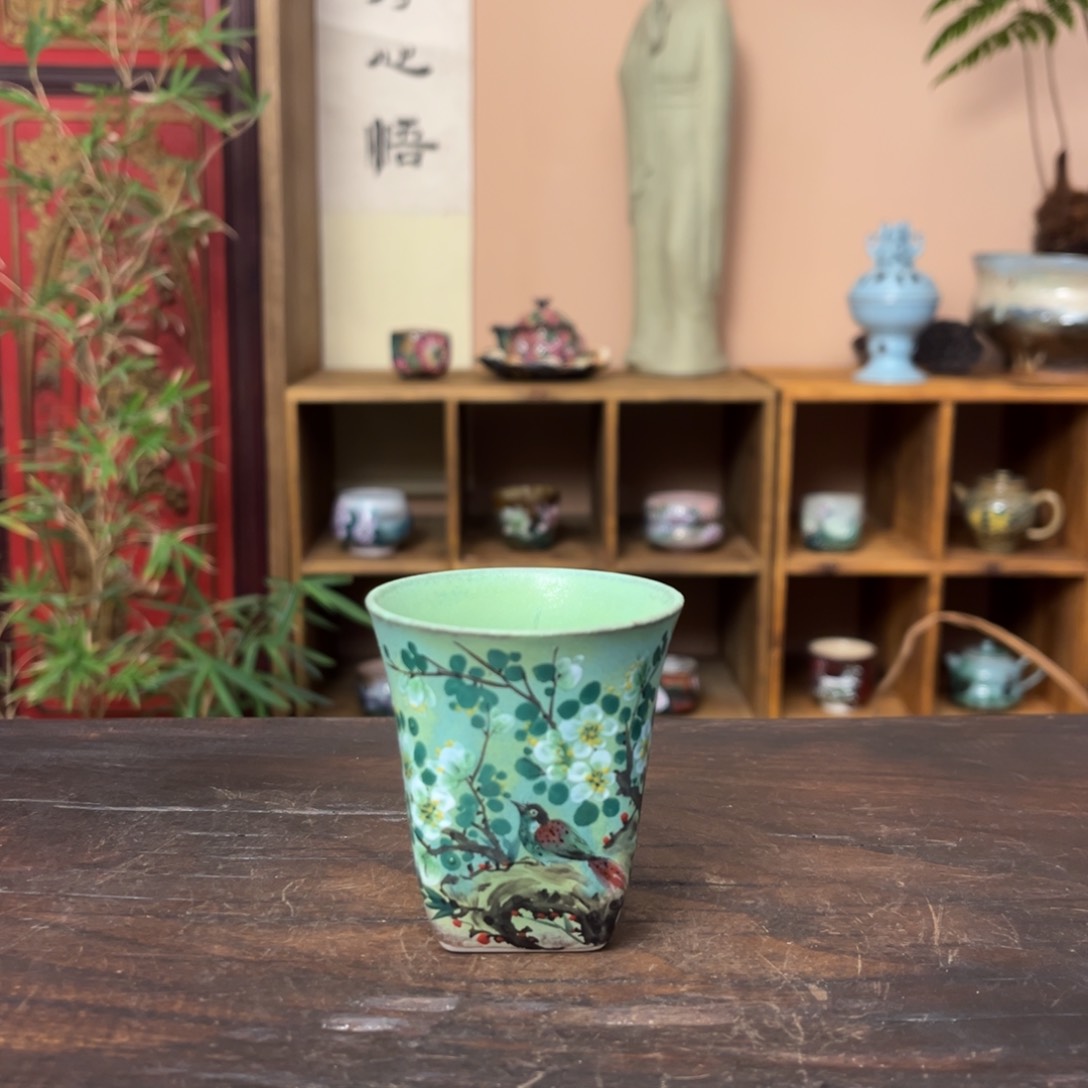 杯柴烧手工手绘陶瓷