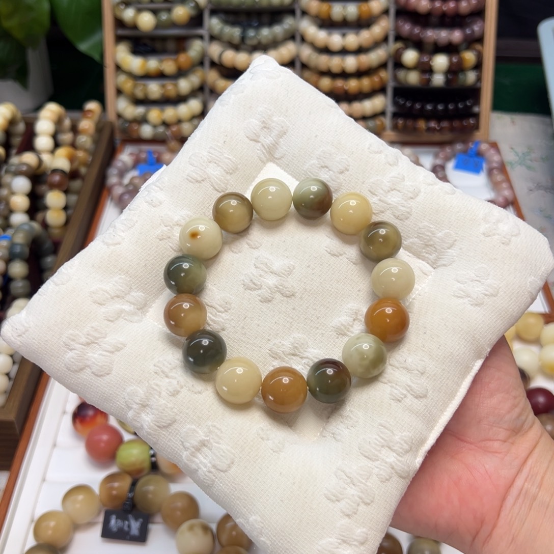 菩提根/象牙果手串卡15圆珠玉化皮蛋微瑕