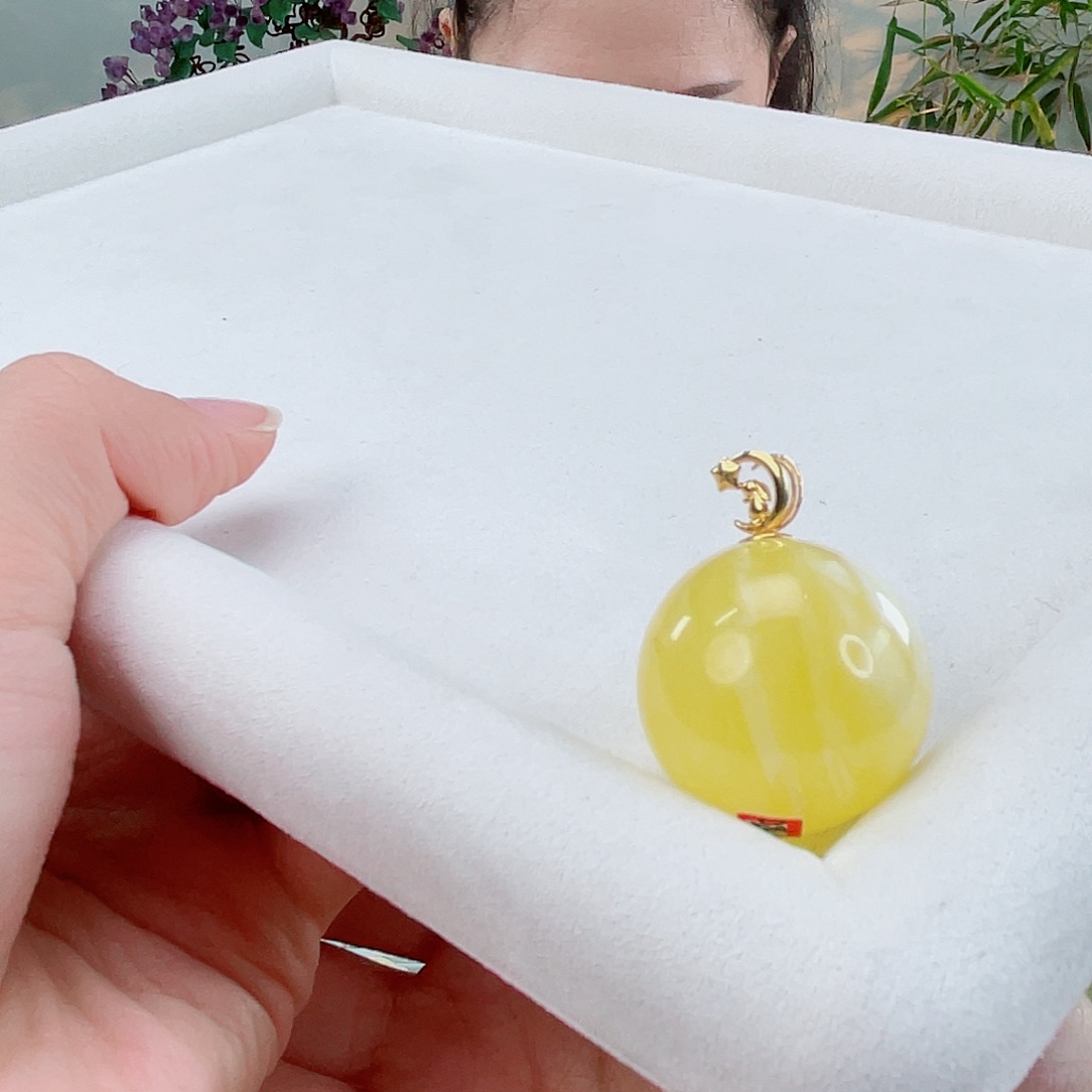 蜜蜡颈饰18K金镶嵌蜜蜡26.2