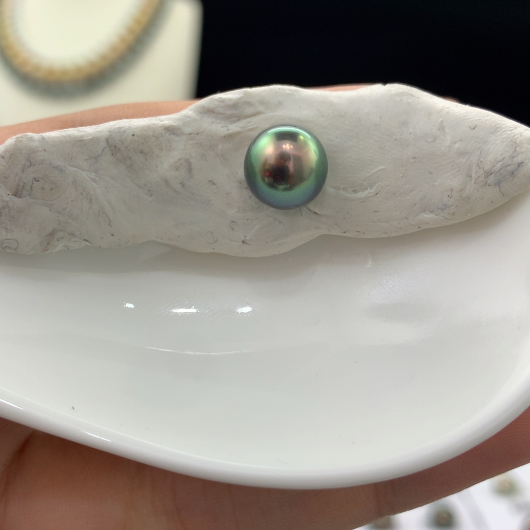 未镶嵌裸珠定制海水珍珠9mm色标孔雀绿
