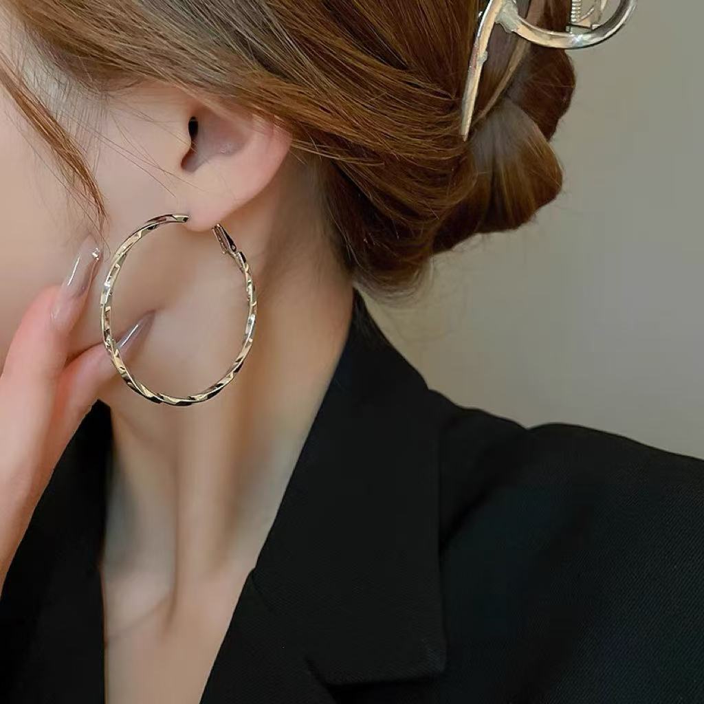 铜合金耳饰 c-727耳环百搭个性耳圈圈圈大耳圈简约素圈素款8073