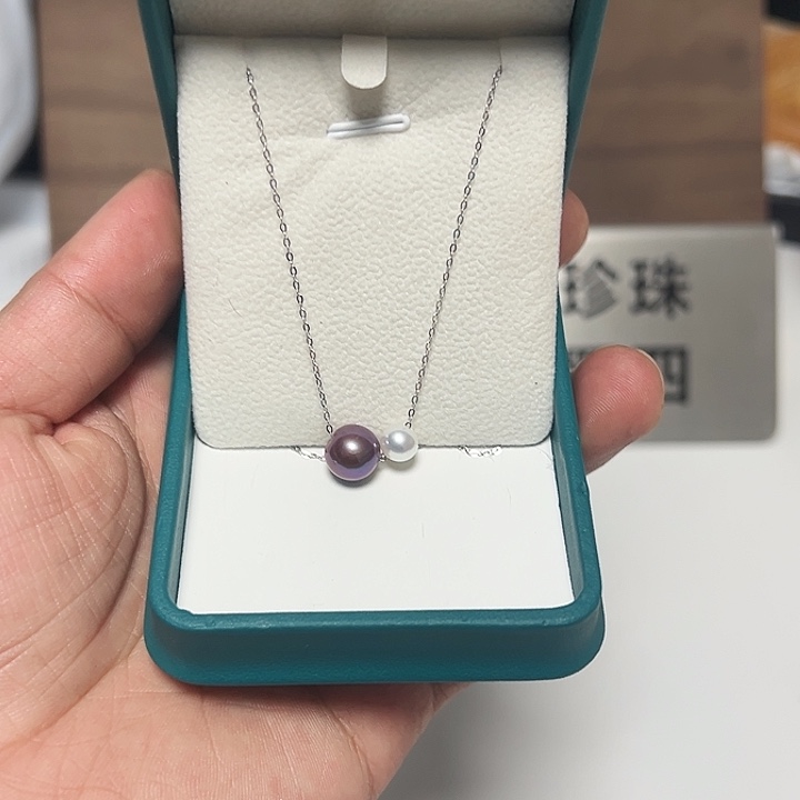 银S925镶嵌淡水珍珠颈饰