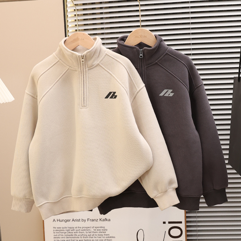 童装男童加绒卫衣2025新款儿童秋冬装加厚一体绒宽松保暖帅气百搭