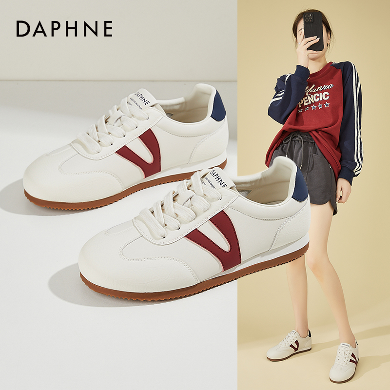 Daphne/达芙妮时尚平底德训鞋女阿甘鞋百搭休闲运动鞋拼色小白鞋
